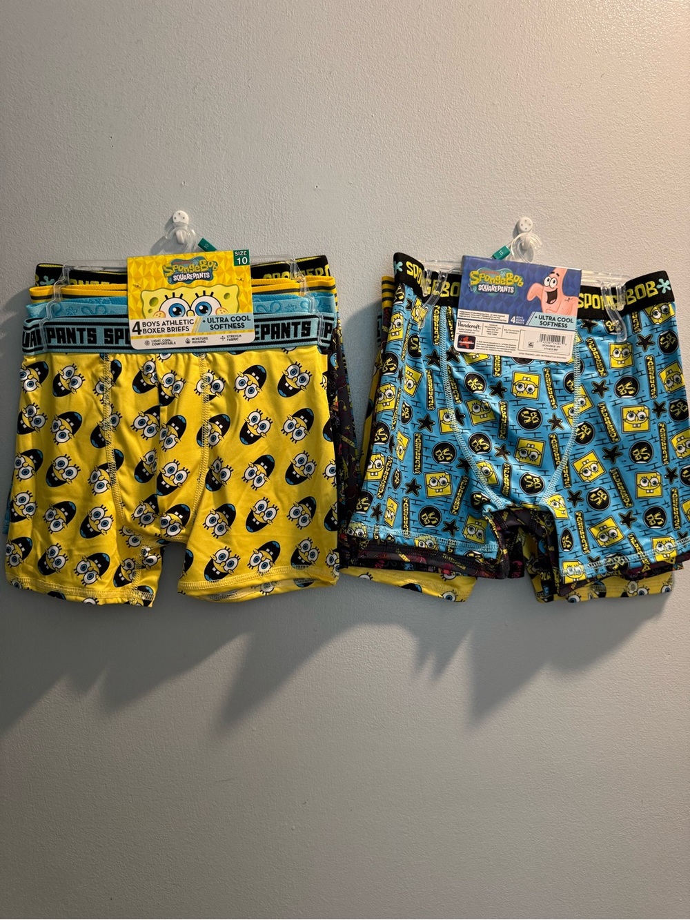 SpongeBob Squarepants Boys' Character Boxer Briefs Size 10 - 2 4-Packs New